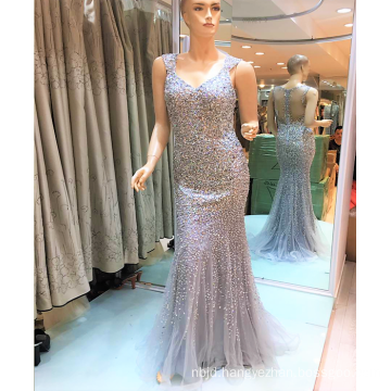 Sexy Beads Mermaid Women Made In China See Through Back Evening Dresses 2017